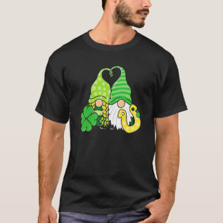 Lucky Gnomes Holding Shamrock Clover Horseshoe Pat T Shirt