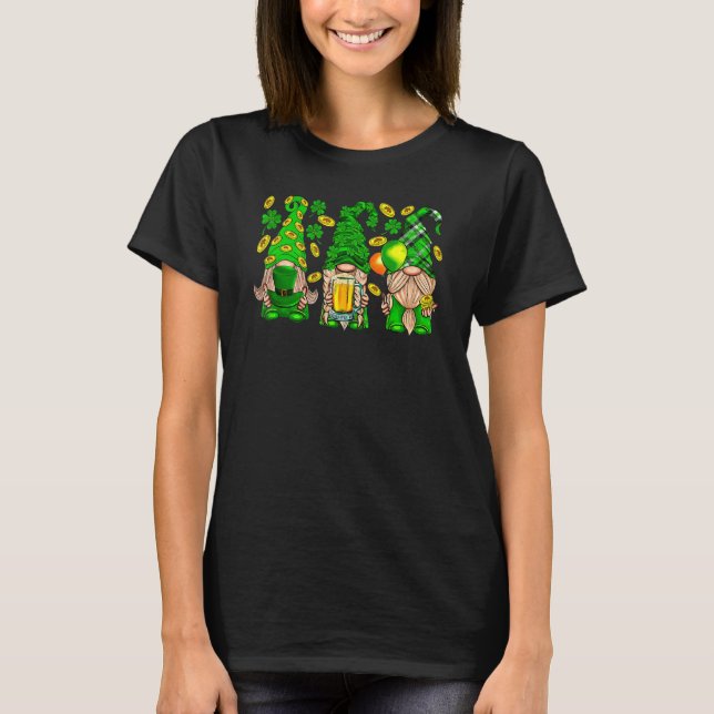 Lucky Gnomes Shamrock C Irish St Patrick's Day T Shirt (Framsida)