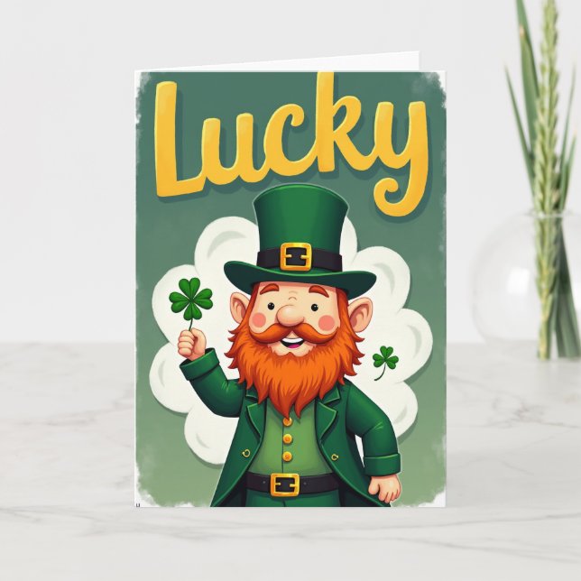 Lucky Gold Leprechaun Card Kort (Framsida)