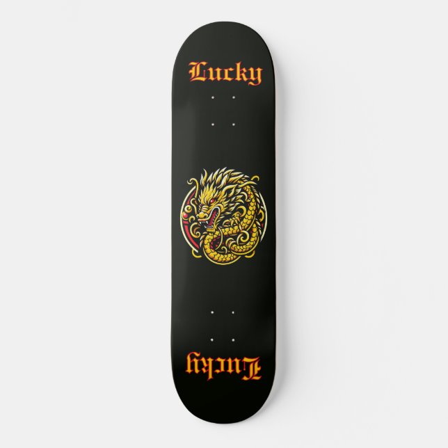 Lucky Golden Dragon Mini Skateboard Bräda 18,5 Cm (Framsida)