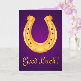 Lucky Golden Horseshoe Lycka till Deep Lila Kort