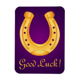 Lucky Golden Horseshoe Lycka till Deep Lila Magnet