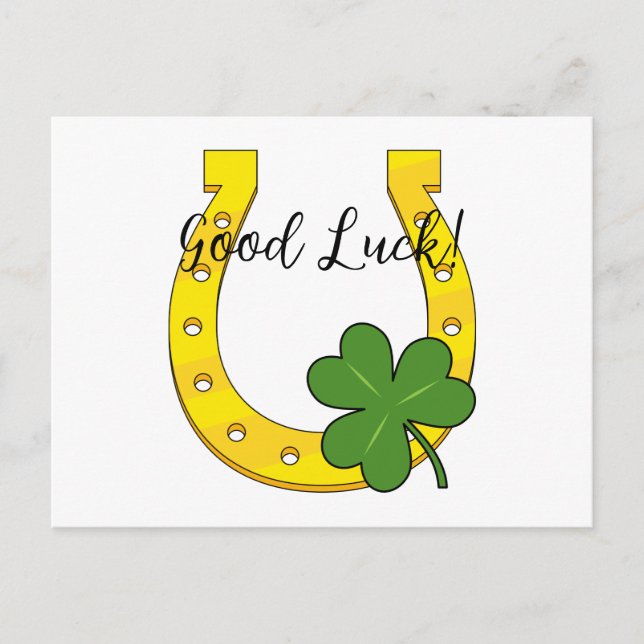 Lucky Golden Horseshoe med Shamrock | Lägg till te Helg Vykort (Framsida)
