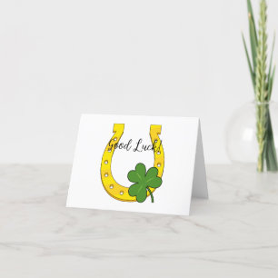 Lucky Golden Horseshoe med Shamrock Lägg till te Tack Kort