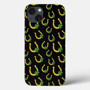 Lucky Golden Horseshoe med Shamrock on Black