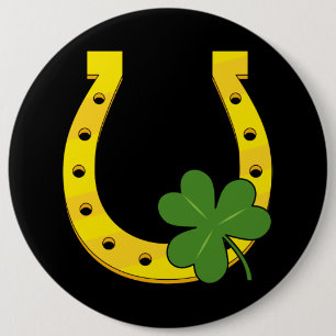 Lucky Golden Horseshoe med Shamrock on Black Knapp