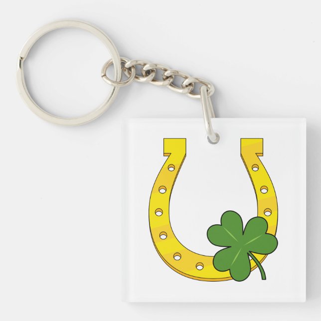 Lucky Golden Horseshoe med Shamrock on White (Framsidan)