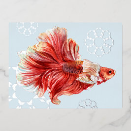 Lucky Goldfish & Bubbles Foil Postcard