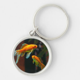 Lucky Goldfish Rund Silverfärgad Nyckelring