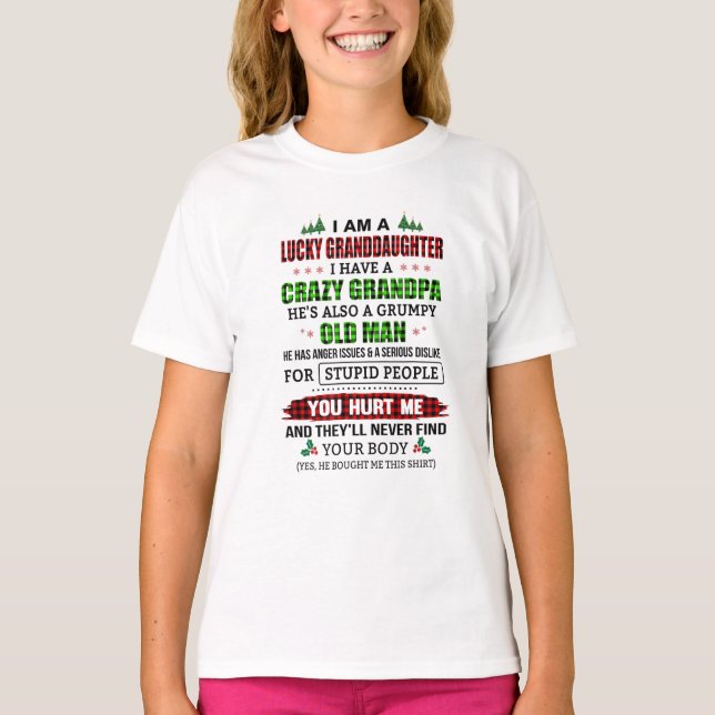 Lucky Granddotter till Crazy Grumpy Old Grandpa T Shirt (Framsida)