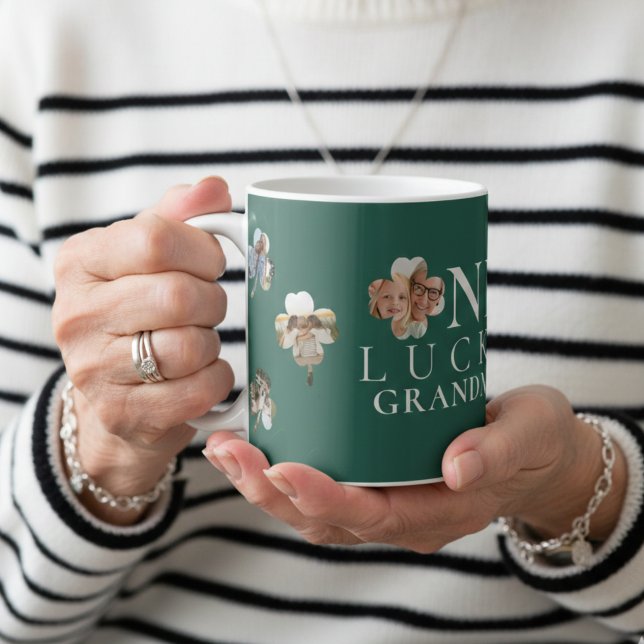 Lucky Grandma Green Shamrock Photo Kaffemugg (Lucky Grandma Green Shamrock Photo Coffee Mug)