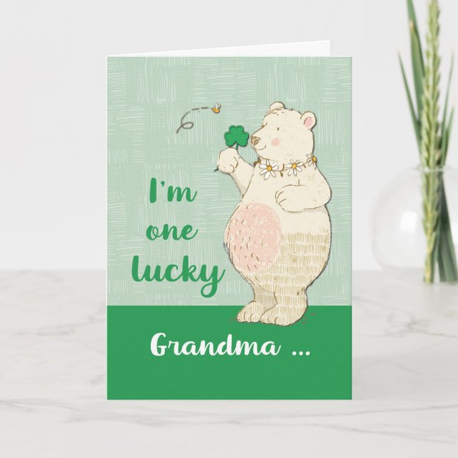 Lucky Grandma of Grandson St. Patrick's Day Kort (Framsida)