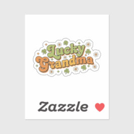 Lucky Grandma Retro 70s Groovy Script Flower  Klistermärken