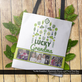 "Lucky Grandma" Shamrock Klöver Blommigt Photo Tygkasse