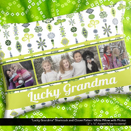 "Lucky Grandma" Shamrock Klöver Mönster Photo Prydnadskudde
