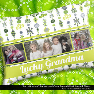 "Lucky Grandma" Shamrock Klöver Mönster Photo Prydnadskudde