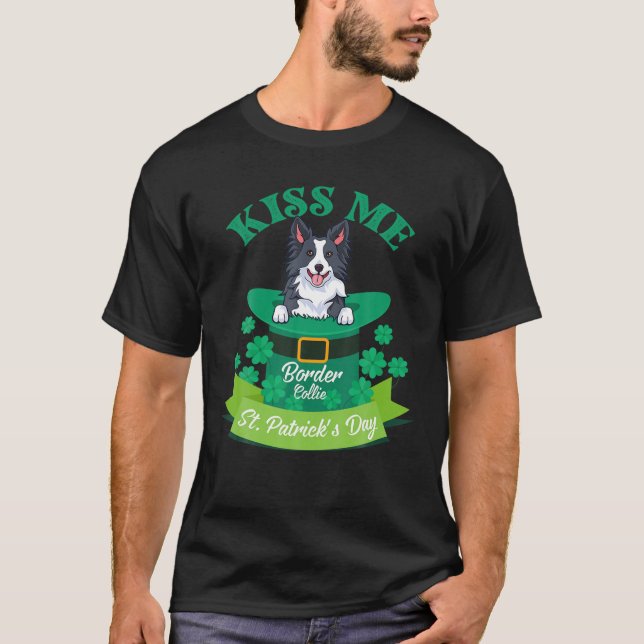 Lucky Gräns Collie Hund älskare St. Patrick's Day  T Shirt (Framsida)