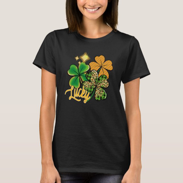 Lucky Green Irish Plaid Shamrock St Patrick's Day  T Shirt (Framsida)