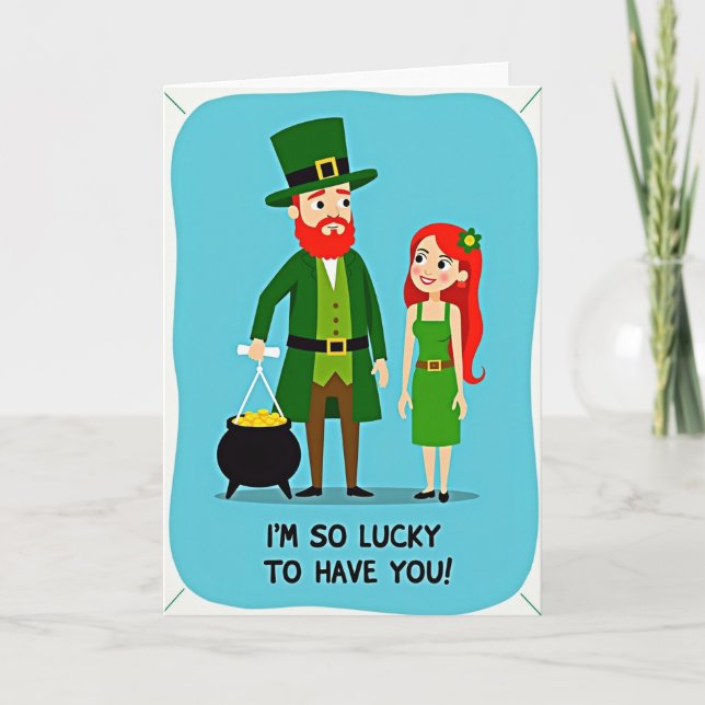 Lucky Green Pattern Card Kort (Framsida)