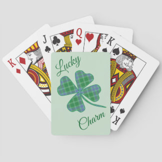 Lucky Green Plaid Shamrock Four-Leaf Clover  Casinokort