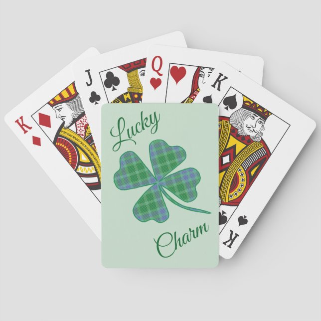 Lucky Green Plaid Shamrock Four-Leaf Clover  Casinokort (Baksidan)