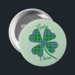 Lucky Green Plaid Shamrock Four-Leaf Clover  Knapp<br><div class="desc">Green plaid shamrock or four-leaf clover for good luck all year long! This shamrock graphic can be transferred to many other products and re-sized. Text is customizable.</div>