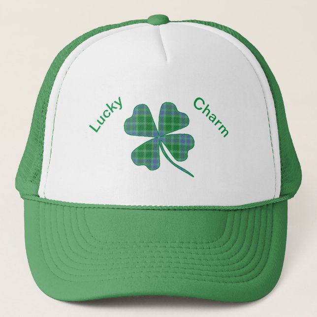 Lucky Green Plaid Shamrock Fyrklöver  Keps (Framsida)