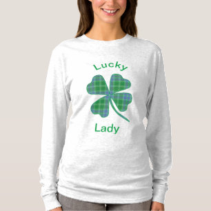 Lucky Green Plaid Shamrock Fyrklöver T Shirt