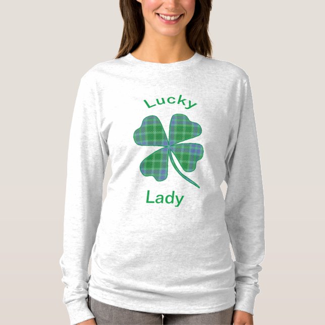 Lucky Green Plaid Shamrock Fyrklöver  T Shirt (Framsida)