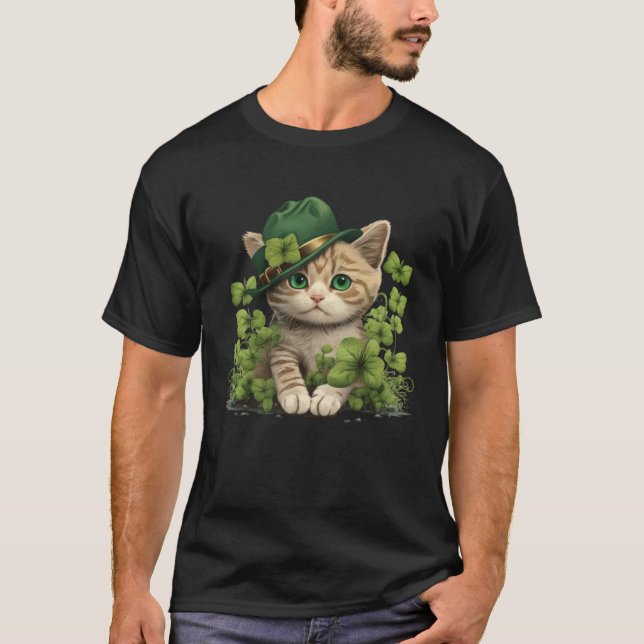 Lucky Green Proud Irish St Patricks Day Cat  1 T Shirt (Framsida)
