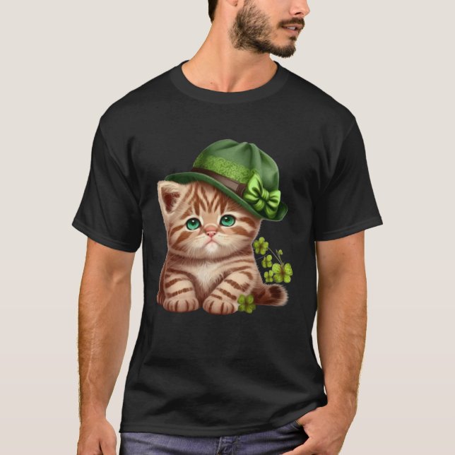 Lucky Green Proud Irish St Patricks Day Cat T Shirt (Framsida)