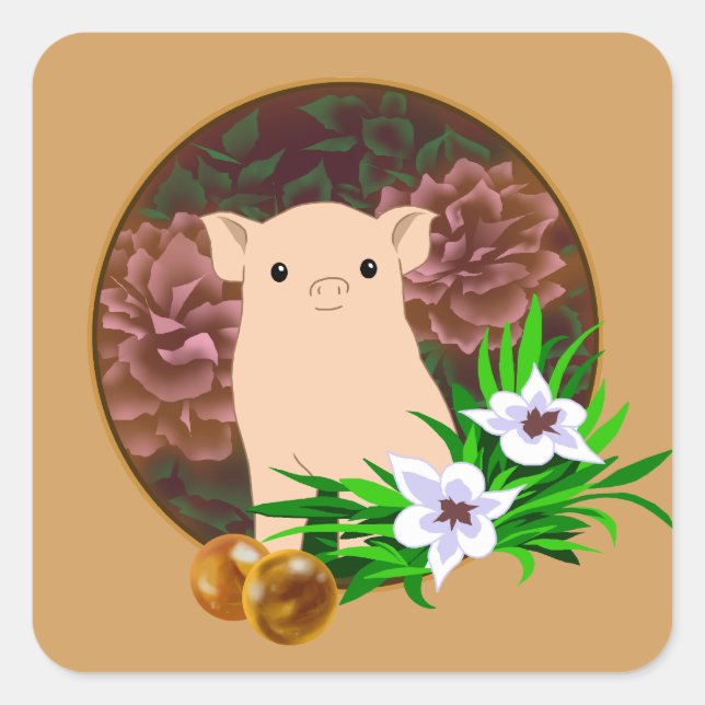 Lucky Gris Fyrkantigt Klistermärke (Framsida)