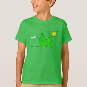 Lucky Grönt Cactus Doodle Funky Sweatshirt Tee Shirt