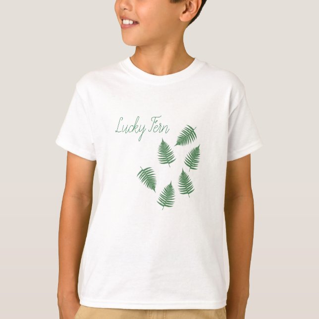 Lucky Grönt Fern Funky Mönster Långärmad överst Tee Shirt (Framsida)