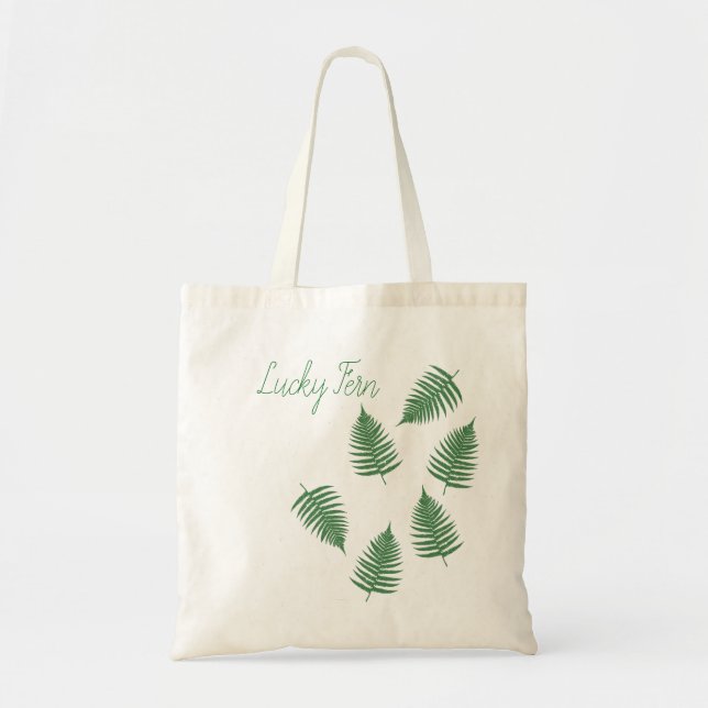 Lucky Grönt Fern Mönster Tote Bag Tygkasse (Framsidan)
