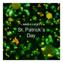 Lucky Grönt Irish Shamrock Glitter Mönster Perfect Poster