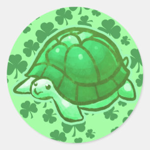 Lucky Grönt Klöver Turtles Runt Klistermärke