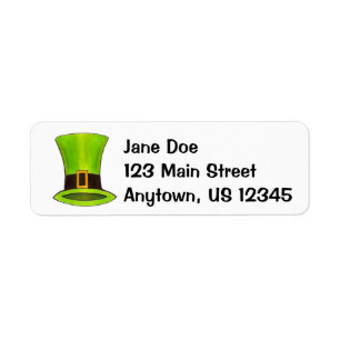 Lucky Grönt Leprechaun Top hat Saint patrick's day Returadress Etikett