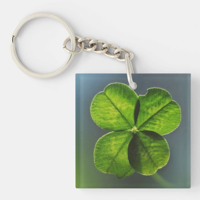 Lucky Grönt Real Fyrklöver Keychain (Framsidan)
