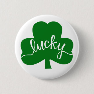 Lucky Grönt Shamrock Button Knapp