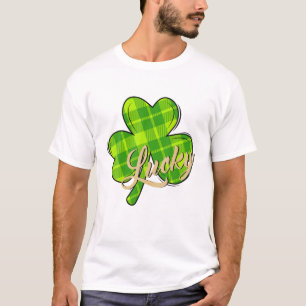 Lucky Grönt Shamrock Irish Leprechaun St Patricks T Shirt