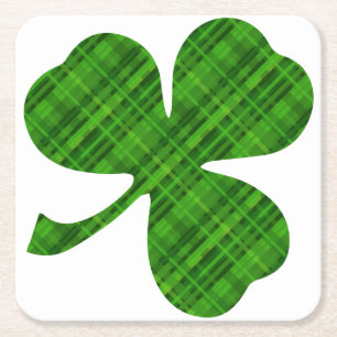 Lucky Grönt Shamrock Square Underlägg Papper Kvadrat