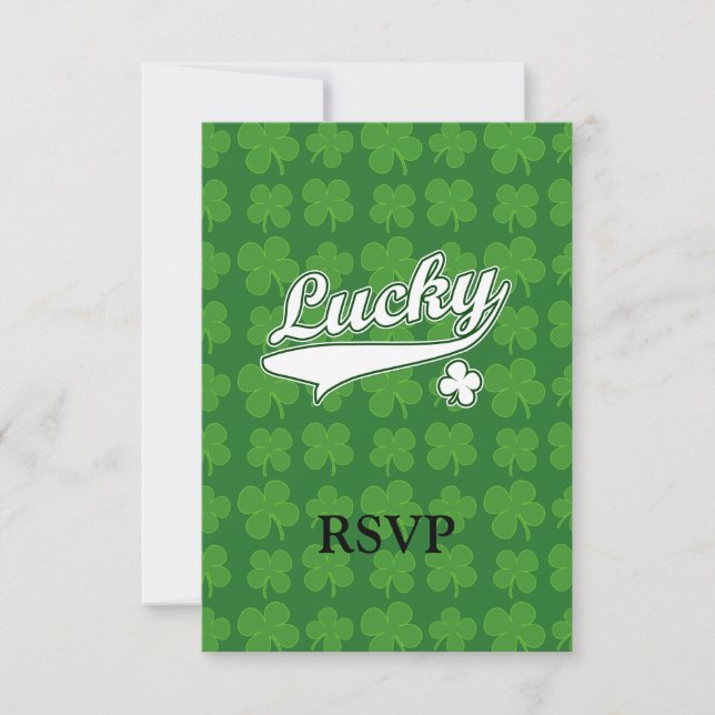 Lucky, Grönt/Vit 4 Löv Klöver OSA Kort (Framsida)