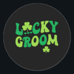 Lucky Groom Bride Par Matching Bröllop St Patr Runt Klistermärke<br><div class="desc">Lucky Groom Bride Par Matching Bröllop St patrick's day</div>