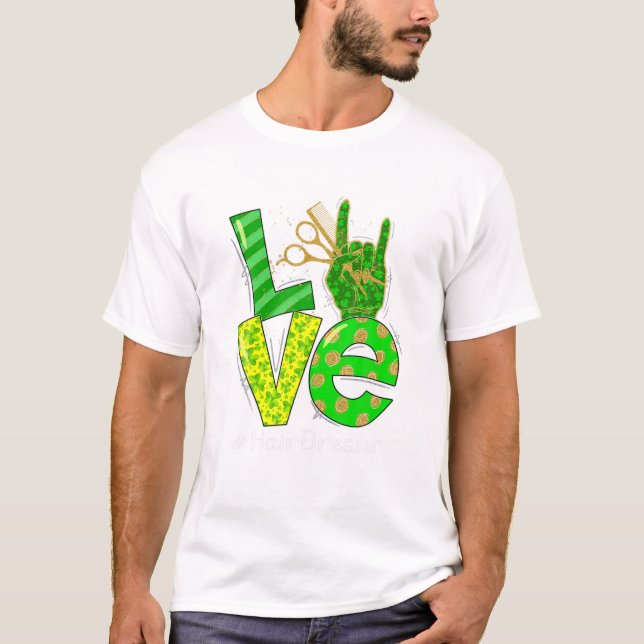 Lucky Hair Dresser Shamrock T Shirt (Framsida)