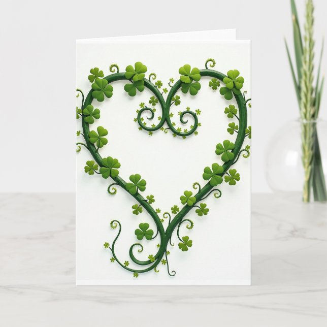Lucky Heart Clover Vine Card Kort (Framsida)