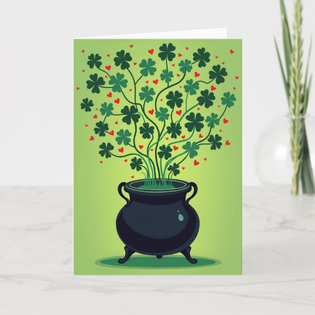 Lucky Hearts Clover Card Kort (Framsida)