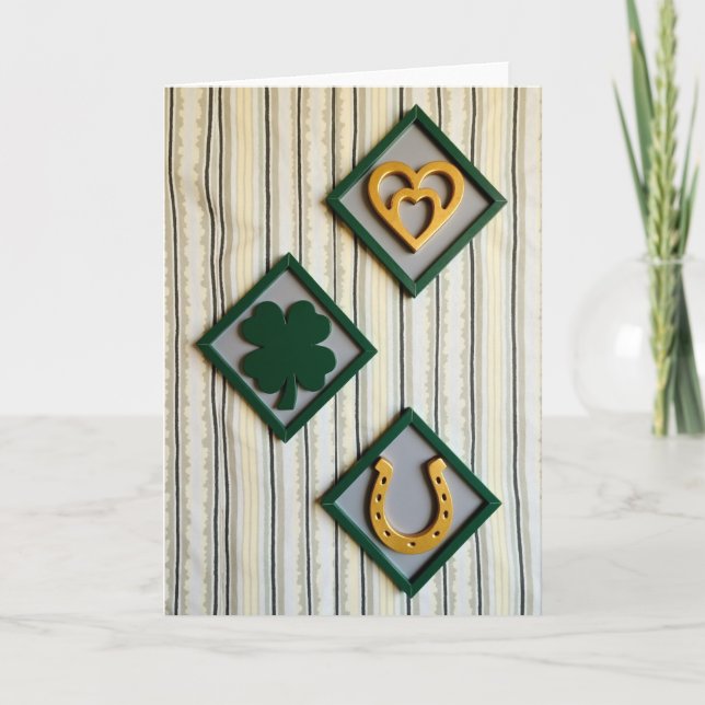 Lucky Hearts Shamrock Art Card Kort (Framsida)