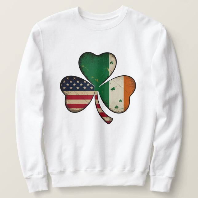 "Lucky Heritage" 🍀 🇺 🇸 🇮 🇪 Lång Ärmad Tröja (Design framsida)
