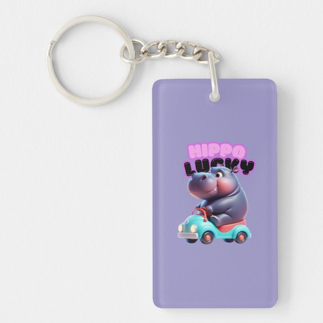 Lucky Hippo Acrylic Keychain (Framsidan)